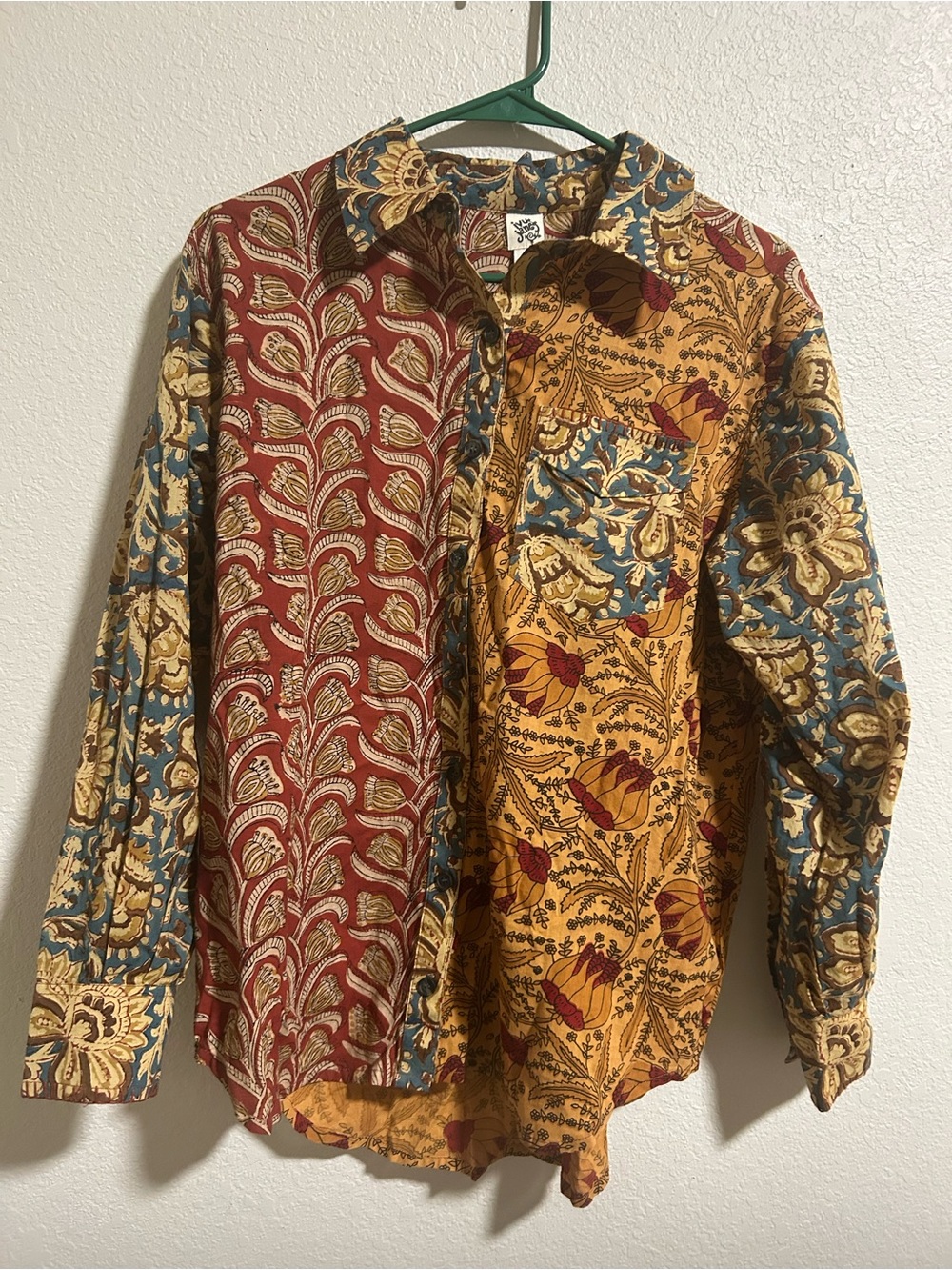 ivy jane Multicolor Patchwork Floral Button-Down Shirt - Yellow Red Blue